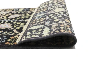 Black Floral 2'5X10'2 Osh Chobi Oriental Runner Rug