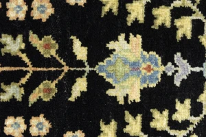 Black Floral 2'5X10'2 Osh Chobi Oriental Runner Rug