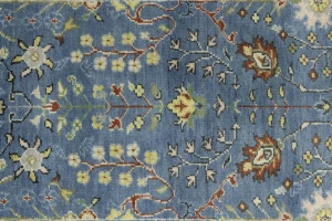 Blue Floral 2'5X12'2 Osh Chobi Oriental Runner Rug