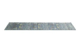 Blue Floral 2'5X12'2 Osh Chobi Oriental Runner Rug