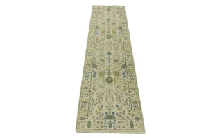 Ivory Floral 2'6X10 Osh Chobi Oriental Runner Rug