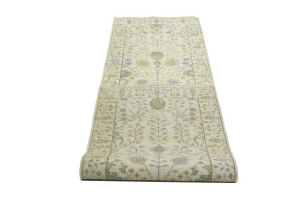 Ivory Floral 2'6X10 Osh Chobi Oriental Runner Rug
