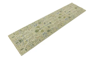 Ivory Floral 2'6X10 Osh Chobi Oriental Runner Rug