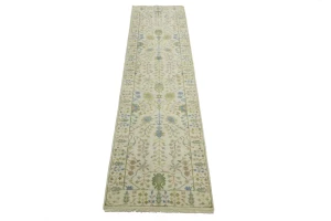 Ivory Floral 2'6X10 Osh Chobi Oriental Runner Rug