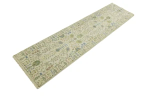 Ivory Floral 2'6X10 Osh Chobi Oriental Runner Rug