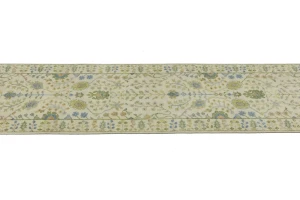 Ivory Floral 2'6X10 Osh Chobi Oriental Runner Rug