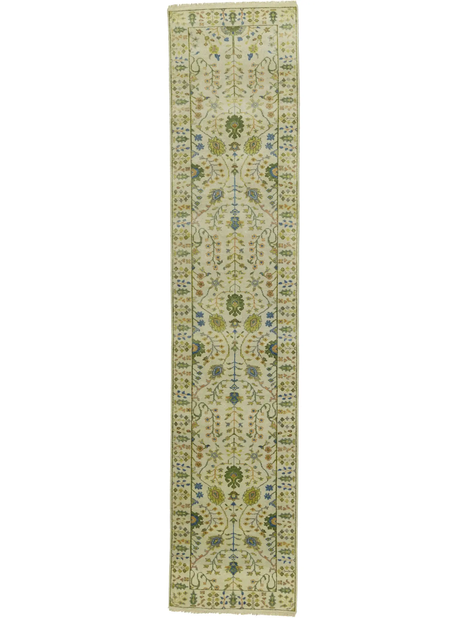 Ivory Floral 3X12 Osh Chobi Oriental Runner Rug