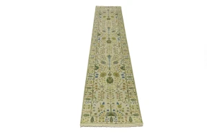 Ivory Floral 3X12 Osh Chobi Oriental Runner Rug