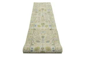Ivory Floral 3X12 Osh Chobi Oriental Runner Rug