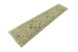Ivory Floral 3X12 Osh Chobi Oriental Runner Rug