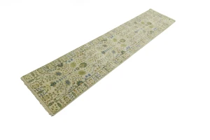 Ivory Floral 3X12 Osh Chobi Oriental Runner Rug