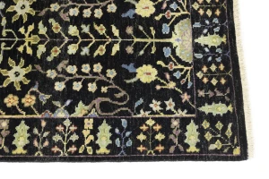 Black Floral 2'6X12'3 Osh Chobi Oriental Runner Rug