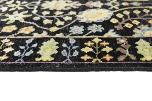 Black Floral 2'6X12'3 Osh Chobi Oriental Runner Rug