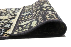 Black Floral 2'6X12'3 Osh Chobi Oriental Runner Rug