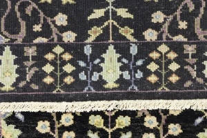 Black Floral 2'6X12'3 Osh Chobi Oriental Runner Rug