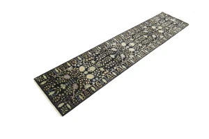 Black Floral 2'6X12'3 Osh Chobi Oriental Runner Rug