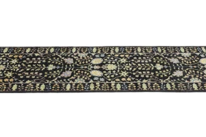 Black Floral 2'6X12'3 Osh Chobi Oriental Runner Rug