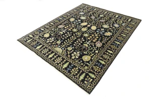 Black Floral 8X10 Osh Chobi Oriental Rug