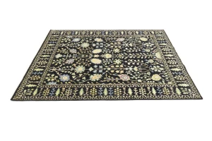 Black Floral 8X10 Osh Chobi Oriental Rug