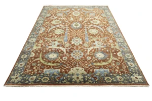 Rust Orange Floral 9X12 Chobi Peshawar Oriental Rug