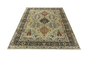 Light Gray Floral 8X10 Chobi Peshawar Oriental Rug