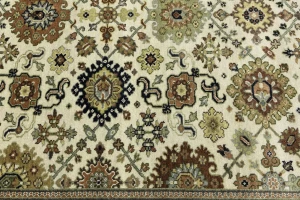Cream Tribal Geometric 8X10 Indo-Karajeh Oriental Rug