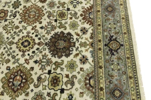 Cream Tribal Geometric 8X10 Indo-Karajeh Oriental Rug