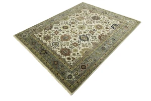 Cream Tribal Geometric 8X10 Indo-Karajeh Oriental Rug