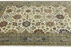 Cream Tribal Geometric 8X10 Indo-Karajeh Oriental Rug