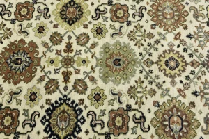 Cream Tribal Geometric 8X10 Indo-Karajeh Oriental Rug