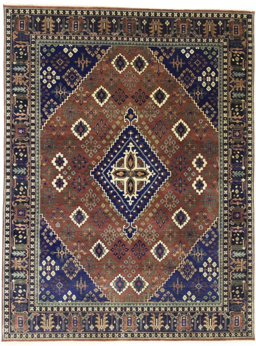 Rust & Navy Tribal 8X10 Indo-Joshaghan Oriental Rug