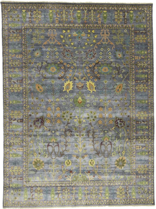 Silver Gray Floral 9X12 Osh Chobi Oriental Rug