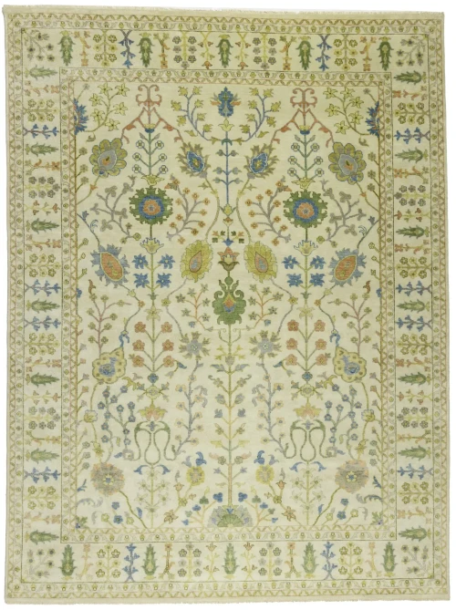 Ivory Floral 9X12 Osh Chobi Oriental Rug