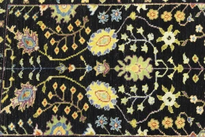 Black Floral 2'5X8 Osh Chobi Oriental Runner Rug