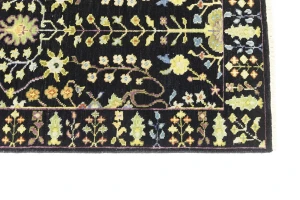 Black Floral 2'5X8 Osh Chobi Oriental Runner Rug