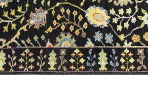 Black Floral 2'5X8 Osh Chobi Oriental Runner Rug