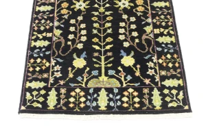 Black Floral 2'5X8 Osh Chobi Oriental Runner Rug