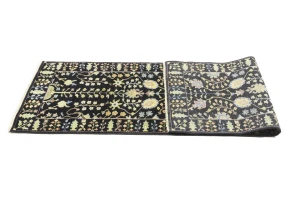 Black Floral 2'5X8 Osh Chobi Oriental Runner Rug