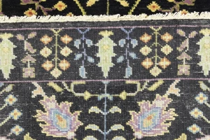 Black Floral 2'5X8 Osh Chobi Oriental Runner Rug