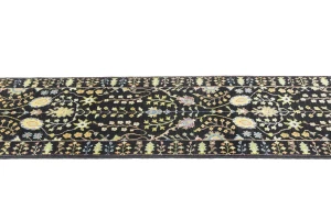 Black Floral 2'5X8 Osh Chobi Oriental Runner Rug