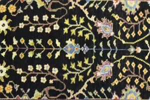 Black Floral 2'5X8 Osh Chobi Oriental Runner Rug