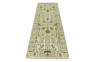 Ivory Floral 2'5X8 Osh Chobi Oriental Runner Rug