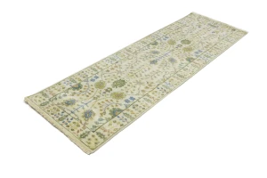 Ivory Floral 2'5X8 Osh Chobi Oriental Runner Rug