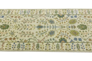 Ivory Floral 2'5X8 Osh Chobi Oriental Runner Rug