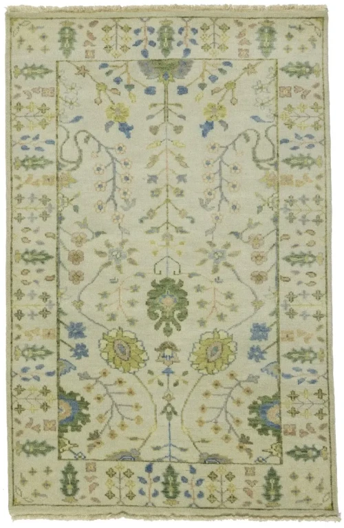 Ivory Floral 3X5 Osh Chobi Oriental Rug