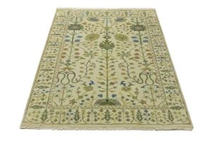 Ivory Floral 4X6 Osh Chobi Oriental Rug