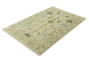 Ivory Floral 4X6 Osh Chobi Oriental Rug