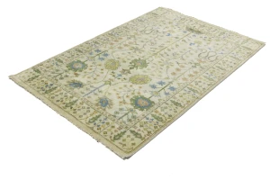 Ivory Floral 4X6 Osh Chobi Oriental Rug