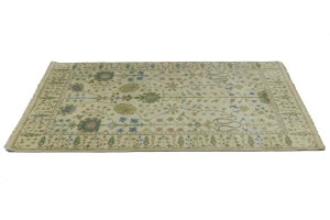 Ivory Floral 4X6 Osh Chobi Oriental Rug