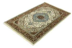 Beige Floral 3X5 Rare Heriz Serapi Oriental Rug
